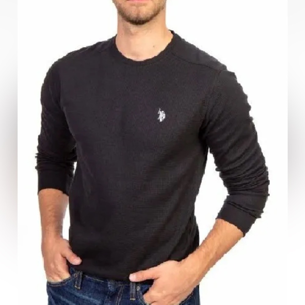 U.S.Polo Assn. Men’s Long Sleeve Crew Neck Solid Thermal Shirt Size L Black
